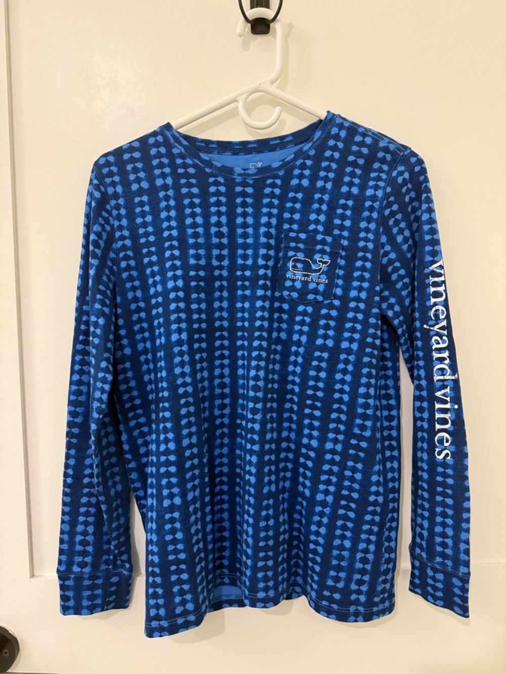 Vineyard Vines Navy and Royal Blue Tie-Dye Long Sleeve Tee- Kids XL
